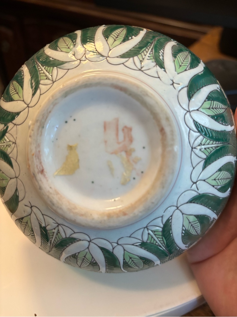 Vintage Chinese Bok Choy -Painted Floral & Bird Porcelain Serving Bowl - Picture 8 of 9